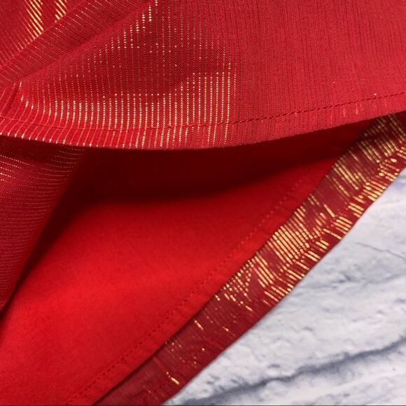 NEW Nautica Blouse, Flare Bell Sleeve, Red/Metallic Gold Stripes - Picture 5 of 10